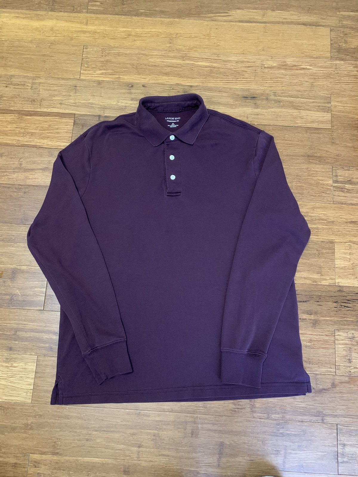 Lands' End Lands End Supima Cotton Long Sleeve Polo Shirt Size US M / EU 48-50 / 2 - 1 Thumbnail