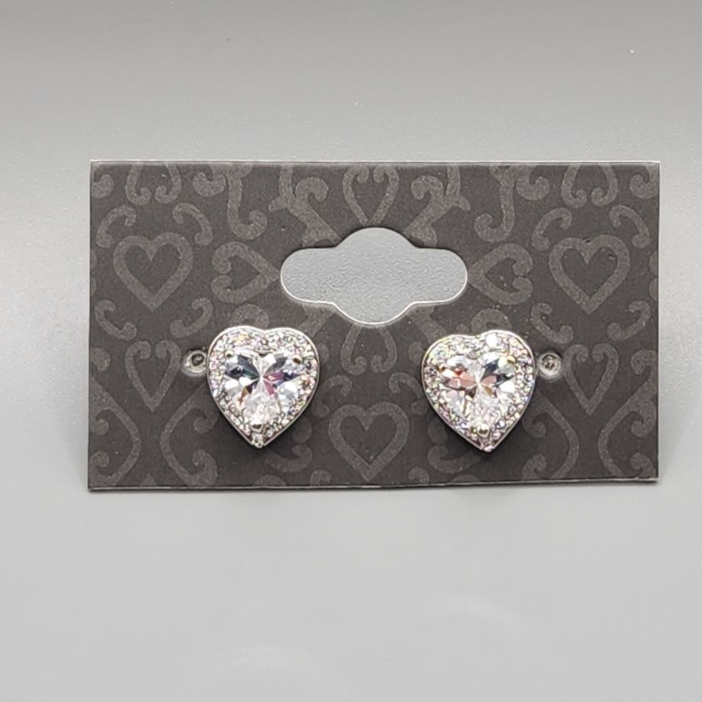Designer Crystal Heart Stud Earrings Size ONE SIZE - 1 Thumbnail
