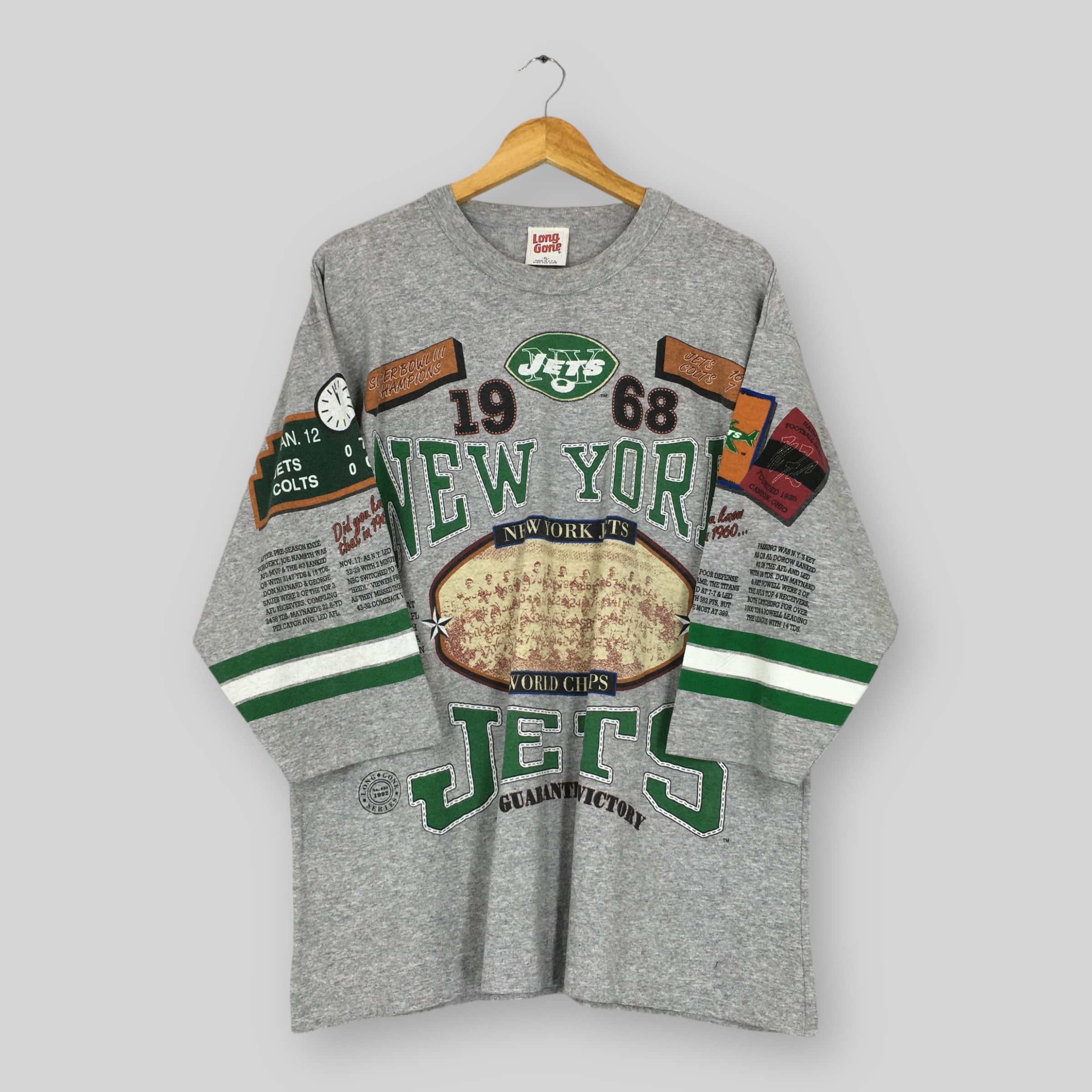 NFL × Vintage RARE Vintage 90s New York Jets NFL T Shirt XLarge Size US XL / EU 56 / 4 - 1 Thumbnail