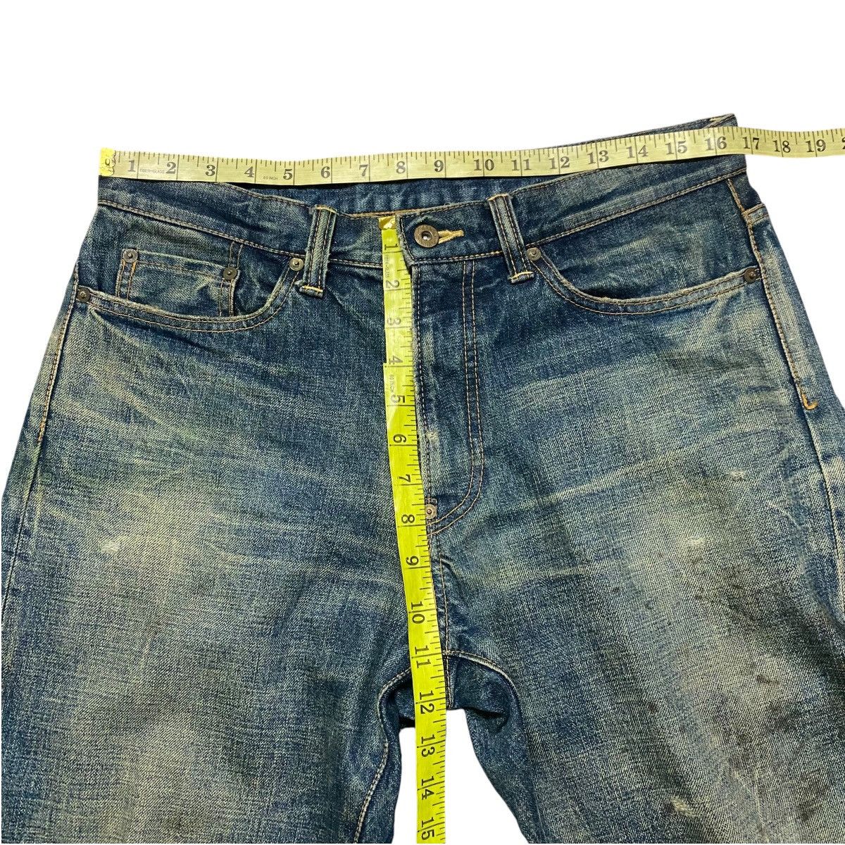 Freewheelers CALEE SUPPLY Denim Selvedge Jeans Dirty Blue Repaired Size US 32 / EU 48 - 23 Thumbnail