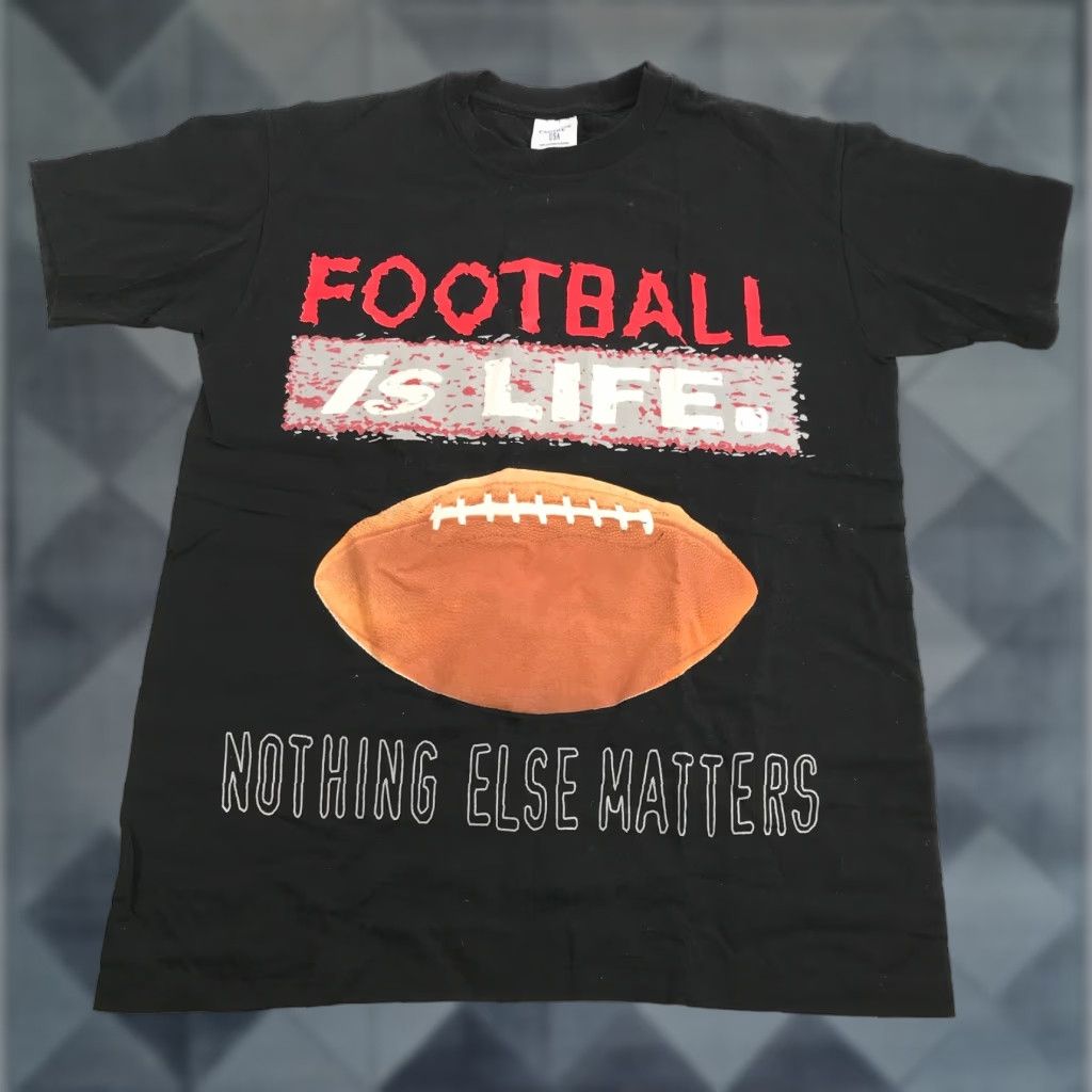 VINTAGE College Ware Football T-Shirt Men Large Black 1990s USA All Seasons