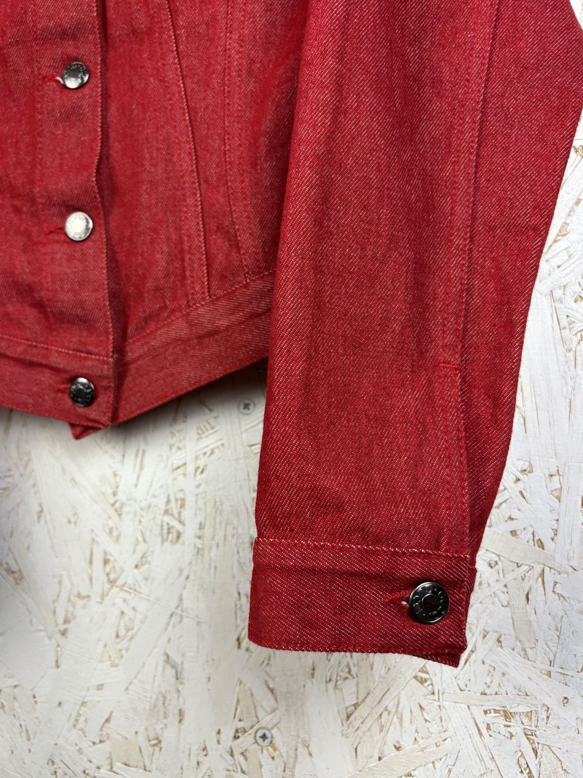 Gucci 90s Gucci Tom Ford 1999 Wasp Waist Red Denim Jacket 40 Size S / US 4 / IT 40 - 4 Thumbnail