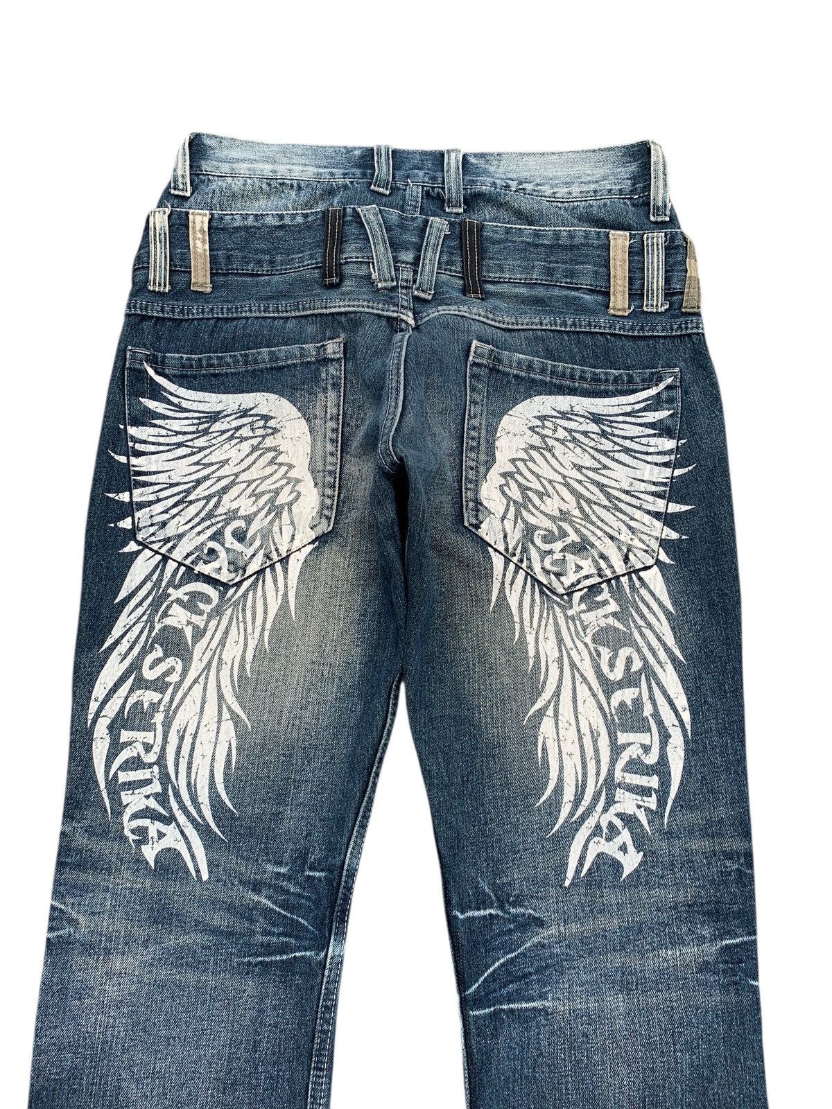 Tornado Mart FLARE JACK SERIKA DOUBLE WAIST WING PUNK DISTRESSED DENIM Size US 32 / EU 48 - 9 Thumbnail