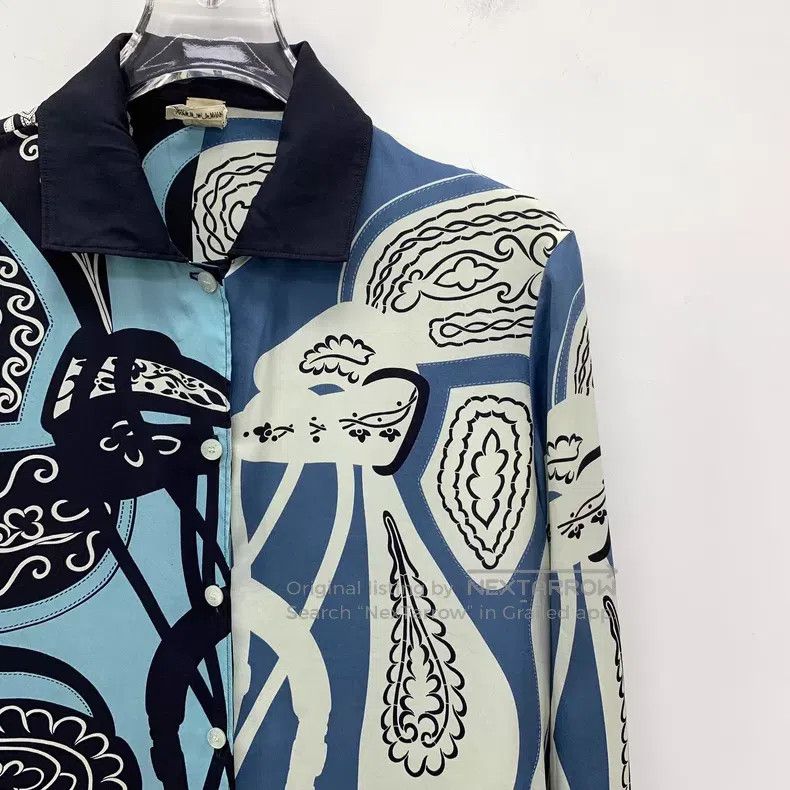 Hermes Hermes Color-Blocked Pattern Printed Mulberry Silk Lapel S Size XXS / US 00 / IT 34 - 3 Thumbnail