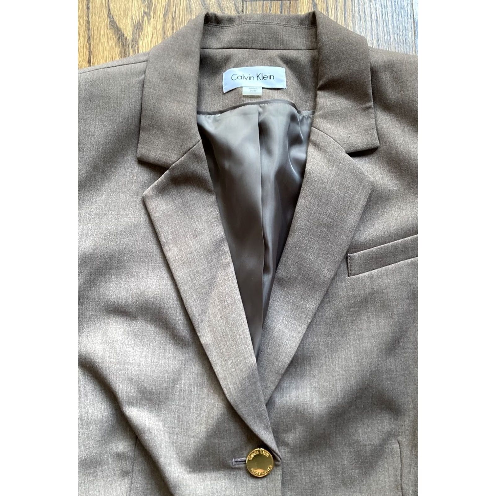 Calvin Klein Calvin Klein Blazer Womens 20W Plus Brown Notch Lapel Jacket Size 3XL / US 20-22 - 2 Thumbnail
