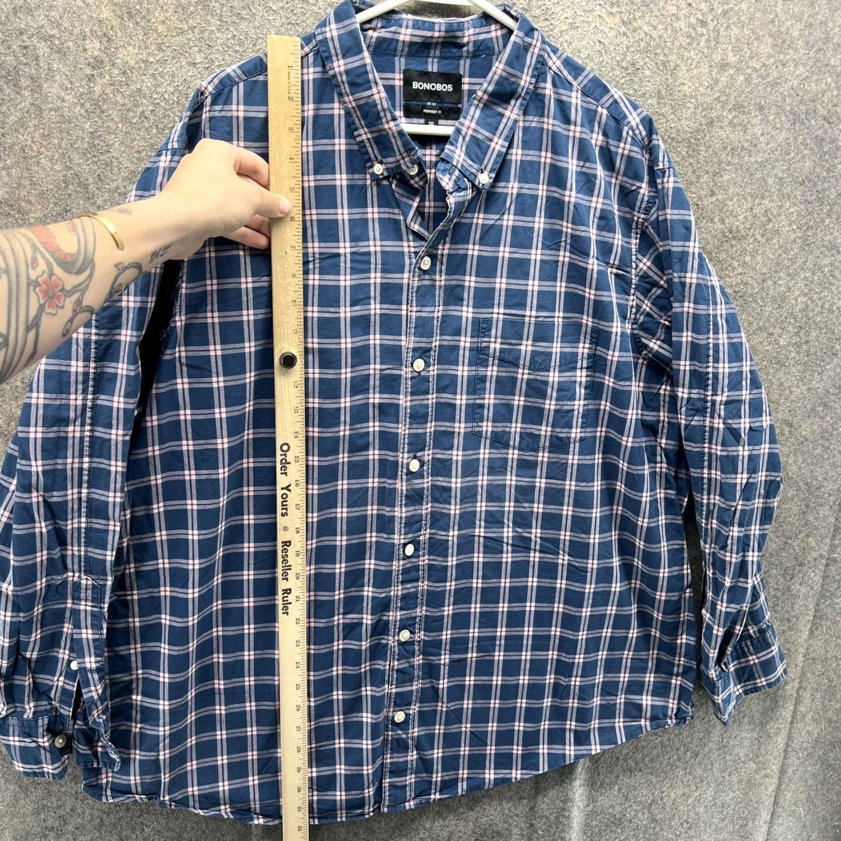Bonobos Bonobos Shirt Mens 2XL Blue Plaid Prominent Fit Long Sleeve Button Down Casual Shirt Size US XXL / EU 58 / 5 - 6 Thumbnail