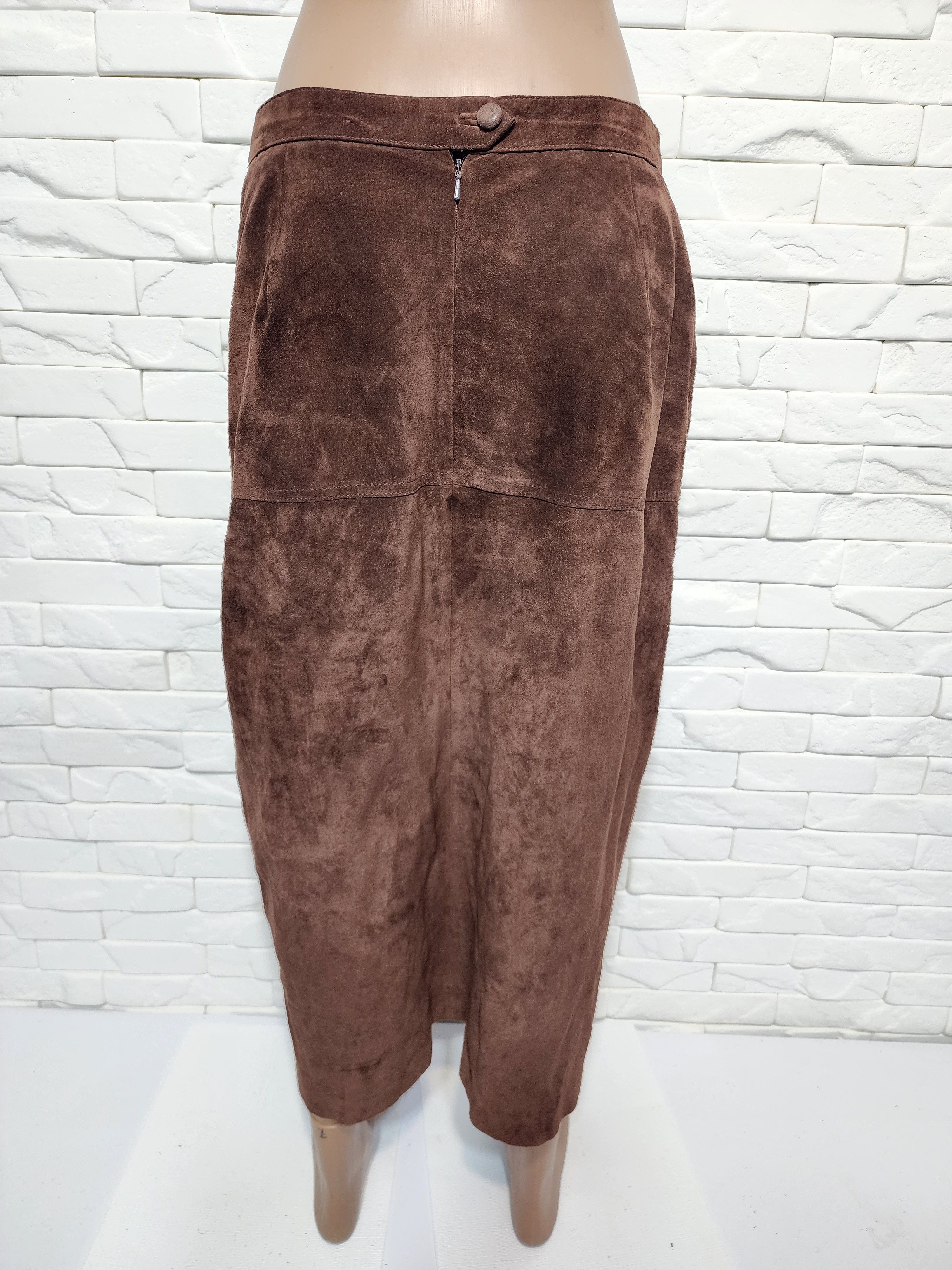 Genuine Leather Brown Suede Leather Skirt Size 30" / US 8 / IT 44 - 4 Thumbnail