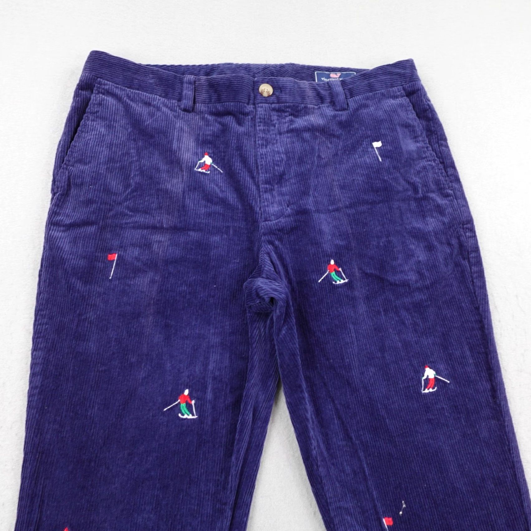 Vineyard Vines VINTAGE Vineyard Vines Pants Chino Men 35x32 Corduroy Purple Embroidered Skiers/Logo - 35 Inseam Regular Fit, Flat Front, Button Zip Closure Mens Size US 35 - 2 Thumbnail