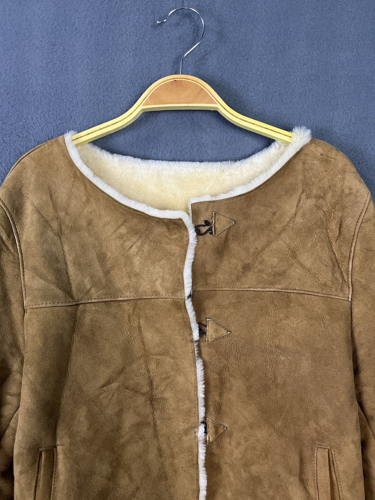 Genuine Leather × Vintage Peau D’ Ane Made in France Real Sheep Leather Suede Jacket Size S / US 4 / IT 40 - 3 Thumbnail