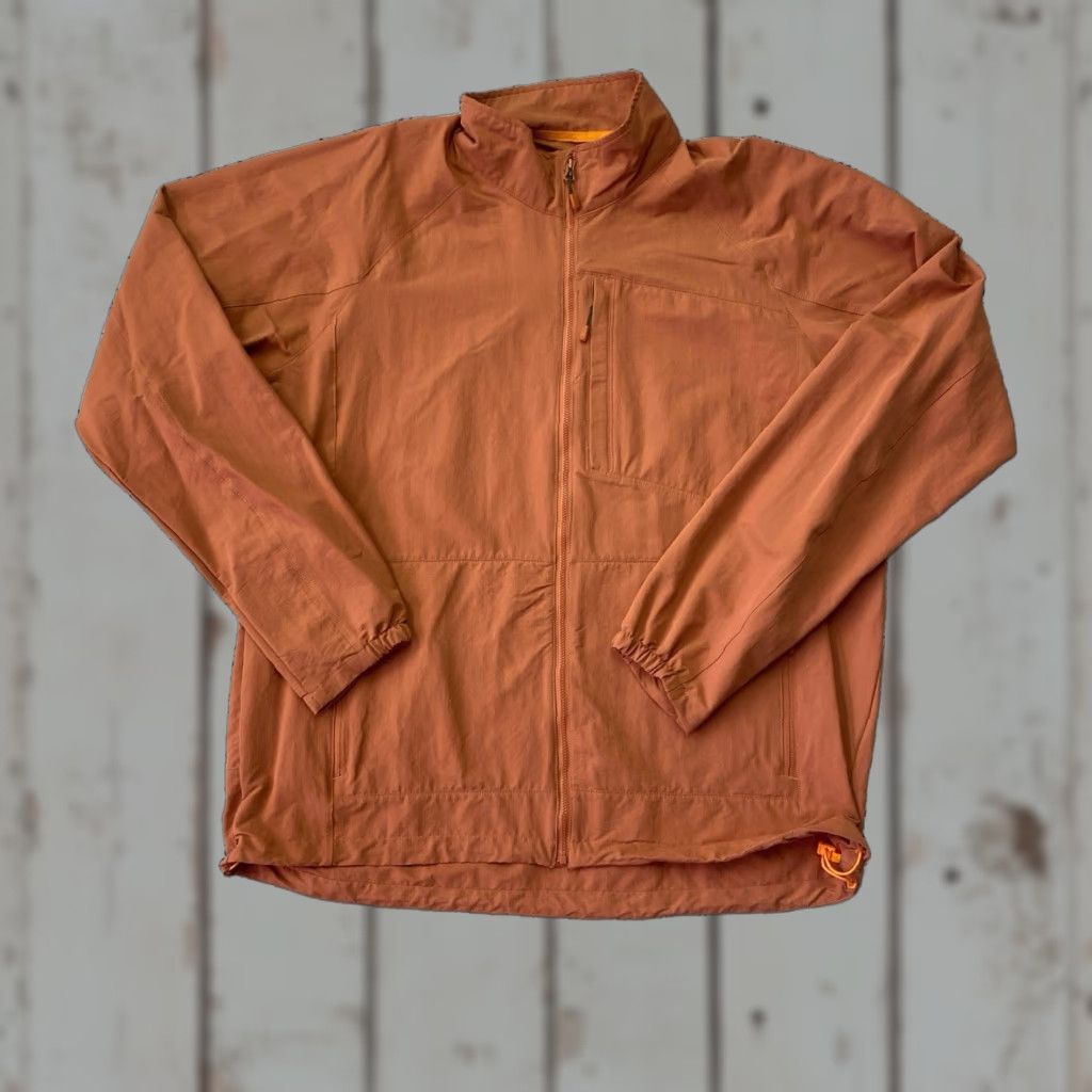 Orvis Jacket Men XL Quick Dry Lightweight Cordura Ripstop Nylon Stretch Windbreaker Zip Full Zip Outdoor Fishing Camping Adventure Orange