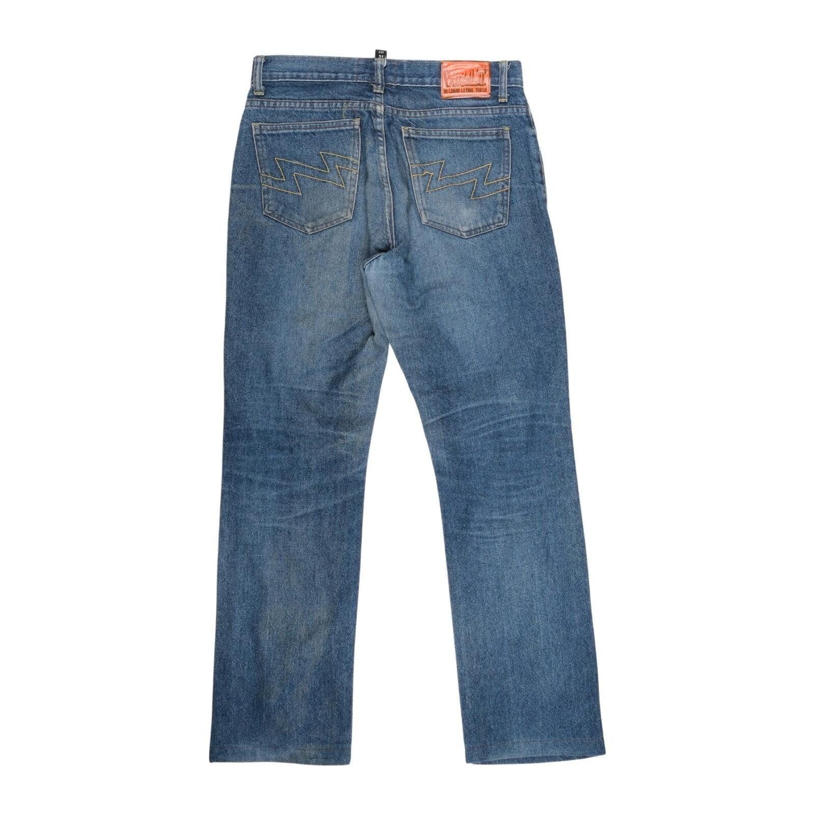 Walter Van Beirendonck W&LT Lightning Bolt Straight Blue Jeans Size 31" - 2 Thumbnail