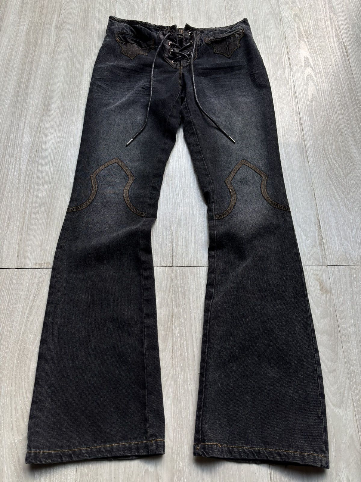 Japanese Brand VERTGARMENTS lace-up flare jeans Size US 28 / EU 44 - 1 Thumbnail