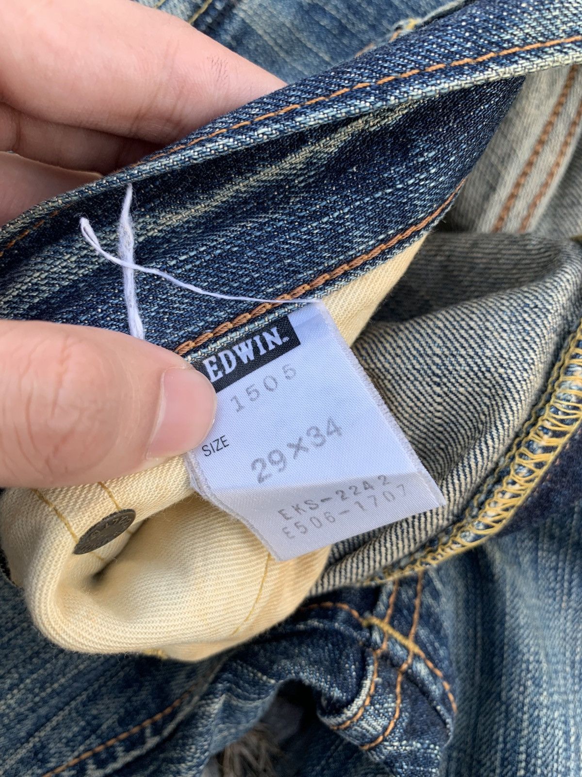 Edwin VINTAGE EDWIN 505z SELVEDGE FADED&RUSTY DISTRESSED DENIM Size US 30 / EU 46 - 20 Thumbnail