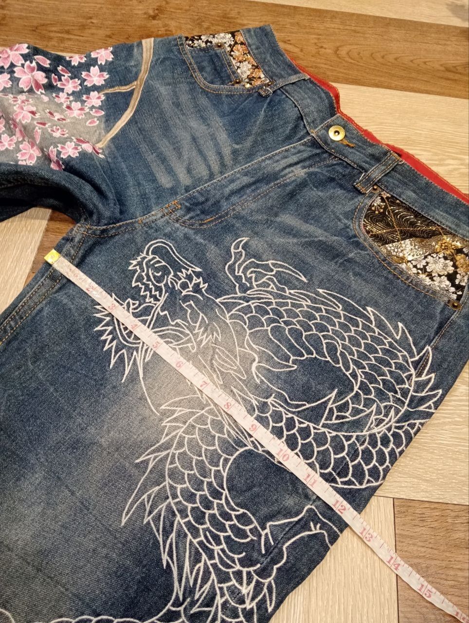 Japanese Brand HISHYOUHAKUREI ORIGINAL WAGARA DENIM SUKAJAN DRAGON PANTS Size US 32 / EU 48 - 17 Thumbnail
