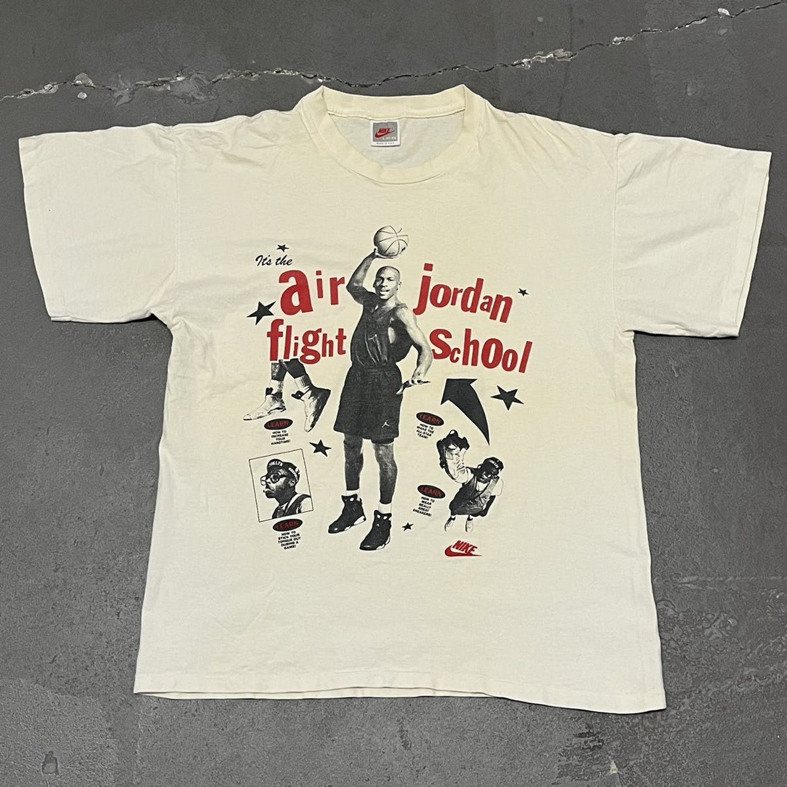 Nike × Vintage VTG 1990’s Nike Jordan Spike Lee Flight School Graphic Tee Size US M / EU 48-50 / 2 - 1 Thumbnail