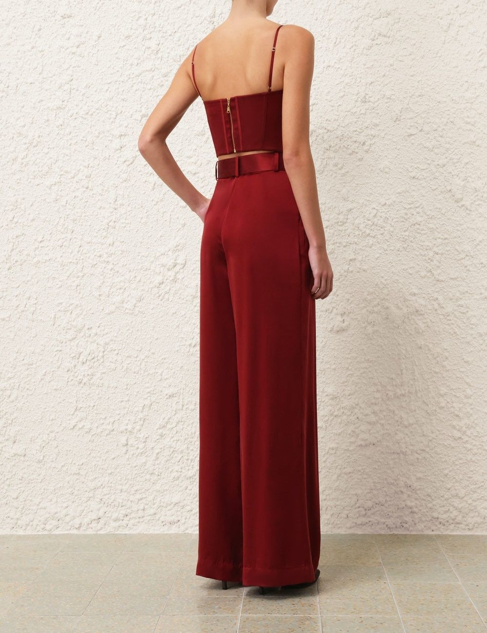 Zimmermann oc11z0825 Silk Corset Top in Burgundy Size M / US 6-8 / IT 42-44 - 4 Thumbnail