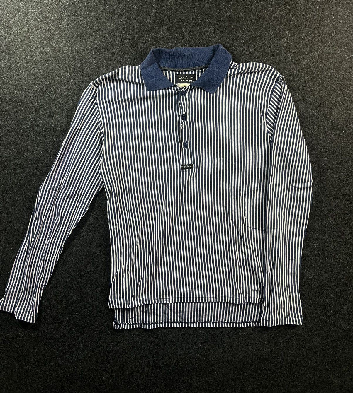 Vintage RARE 90‘s AgnesB Made In France Long Sleeve Pinstripe Collar Size US M / EU 48-50 / 2 - 2 Thumbnail
