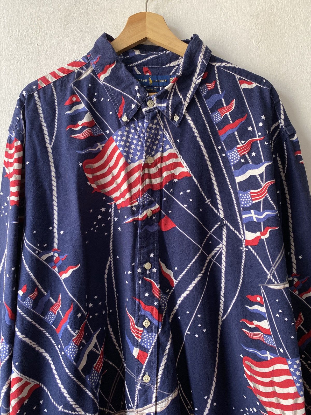 Polo Ralph Lauren × Ralph Lauren × Vintage Vintage Ralph Lauren American Flag Fullprint Button Up Shirt Size US XXL / EU 58 / 5 - 3 Thumbnail