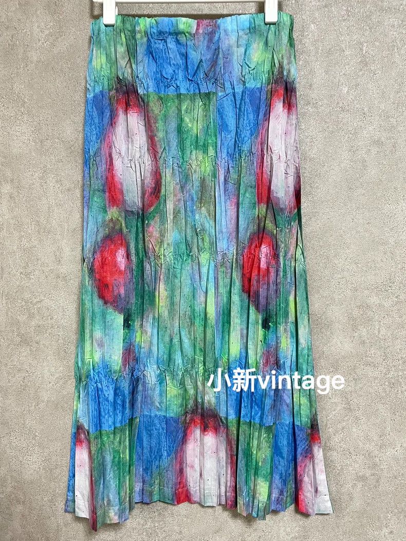 Issey Miyake Issey Miyake size:2 A blue and green main line oil paintin Size 31" - 1 Thumbnail