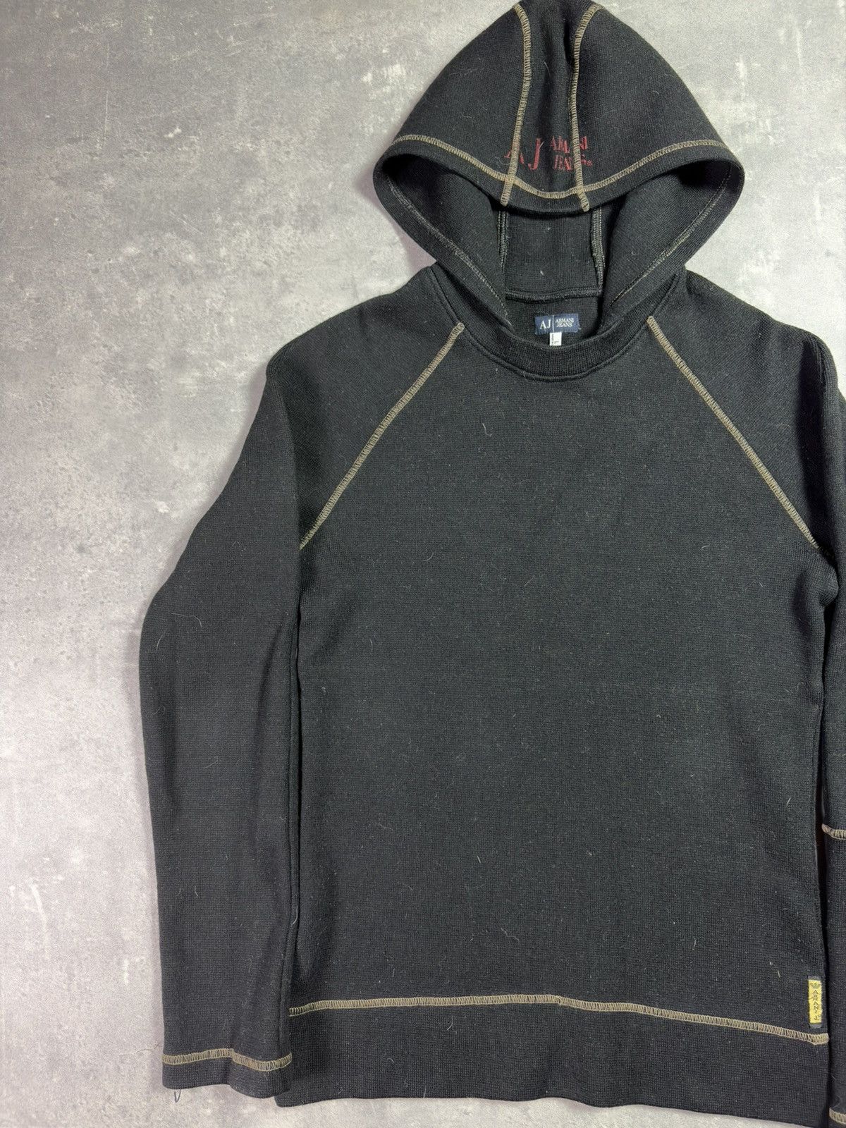 Armani 00s Armani Jeans Slim Fit Big Hood Archival Wool Hoodie M L Size US M / EU 48-50 / 2 - 15 Thumbnail
