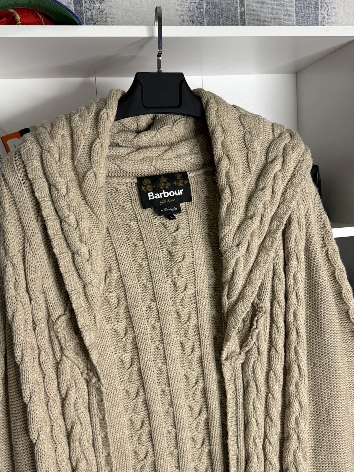 Barbour Barbour Gold Label Cable knit Beige Heavy cardigan wmns sz L Size L / US 10 / IT 46 - 3 Thumbnail