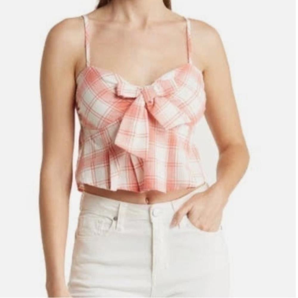 Designer Kirious plaid bow tie front tank top, cropped Size S / US 4 / IT 40 - 1 Thumbnail