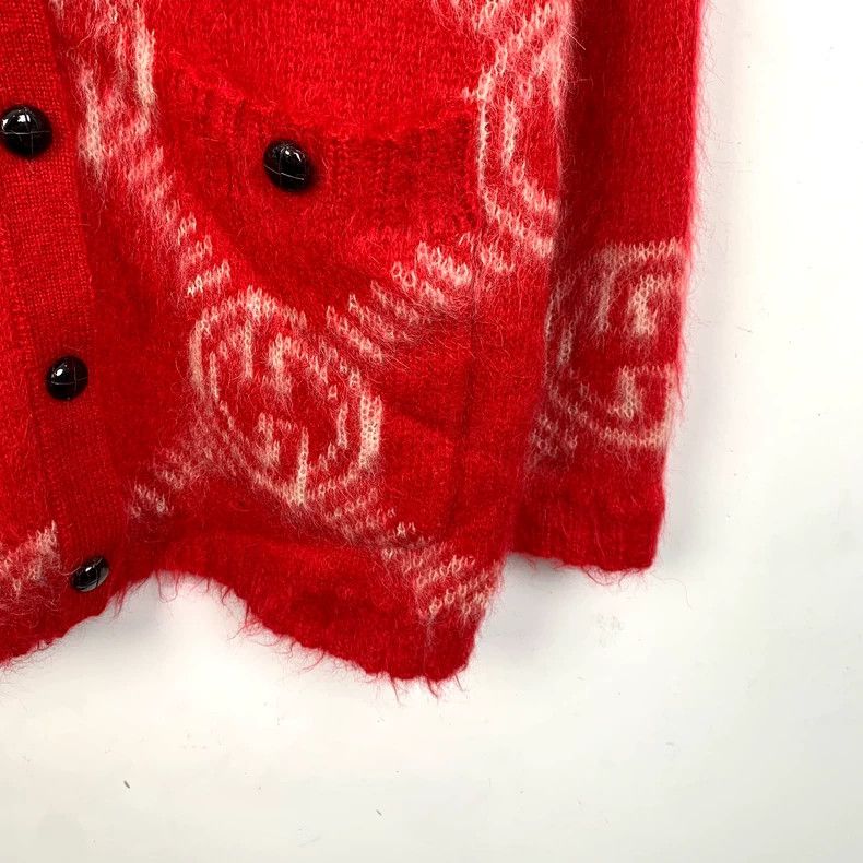 Gucci Gucci Red logo full-printed horsehair knitted long-sleeved Size US XS / EU 42 / 0 - 4 Thumbnail