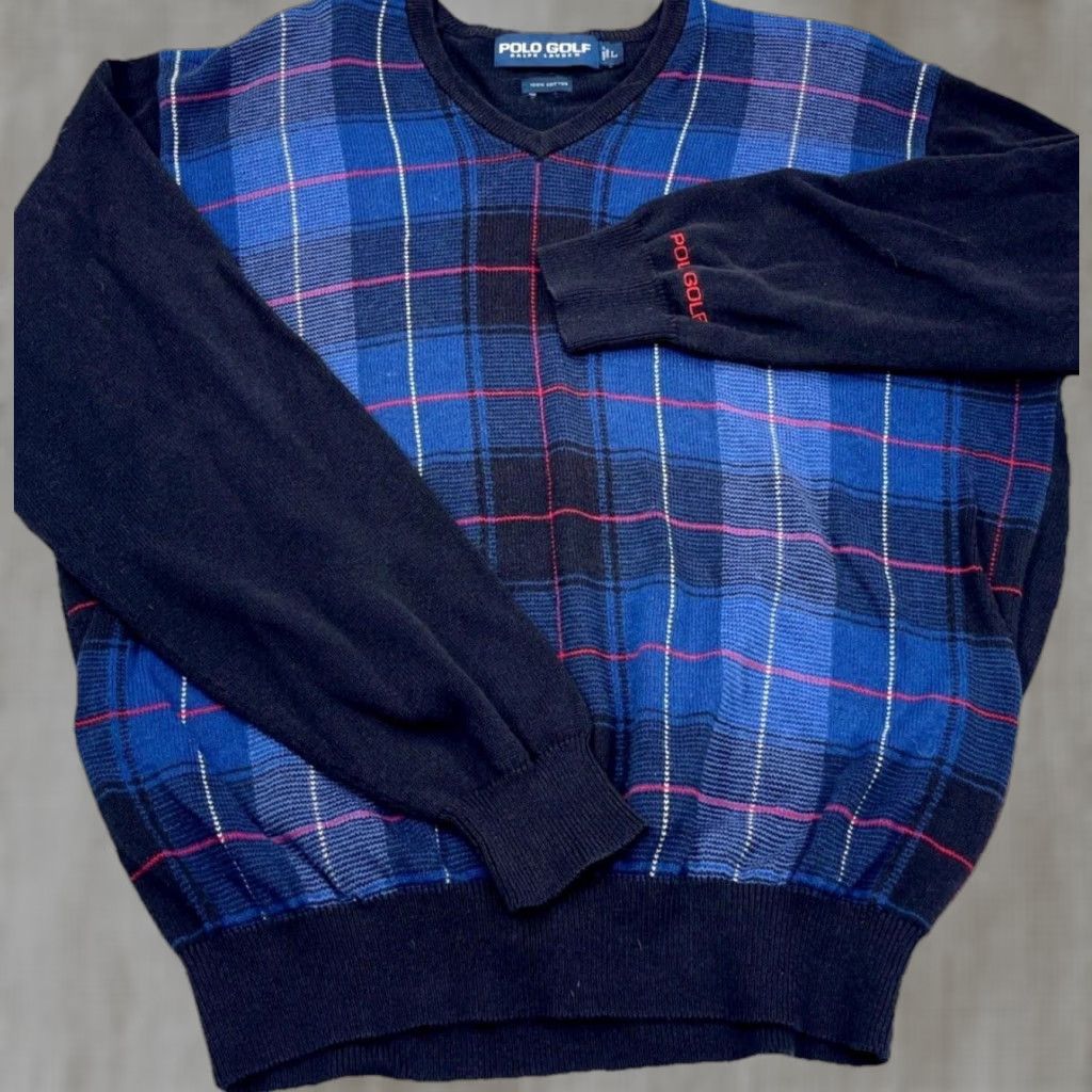 Polo Ralph Lauren Polo Ralph Lauren Sweater Men Large Blue Plaid V-Neck Lightweight Golf Modern Size US L / EU 52-54 / 3 - 1 Thumbnail