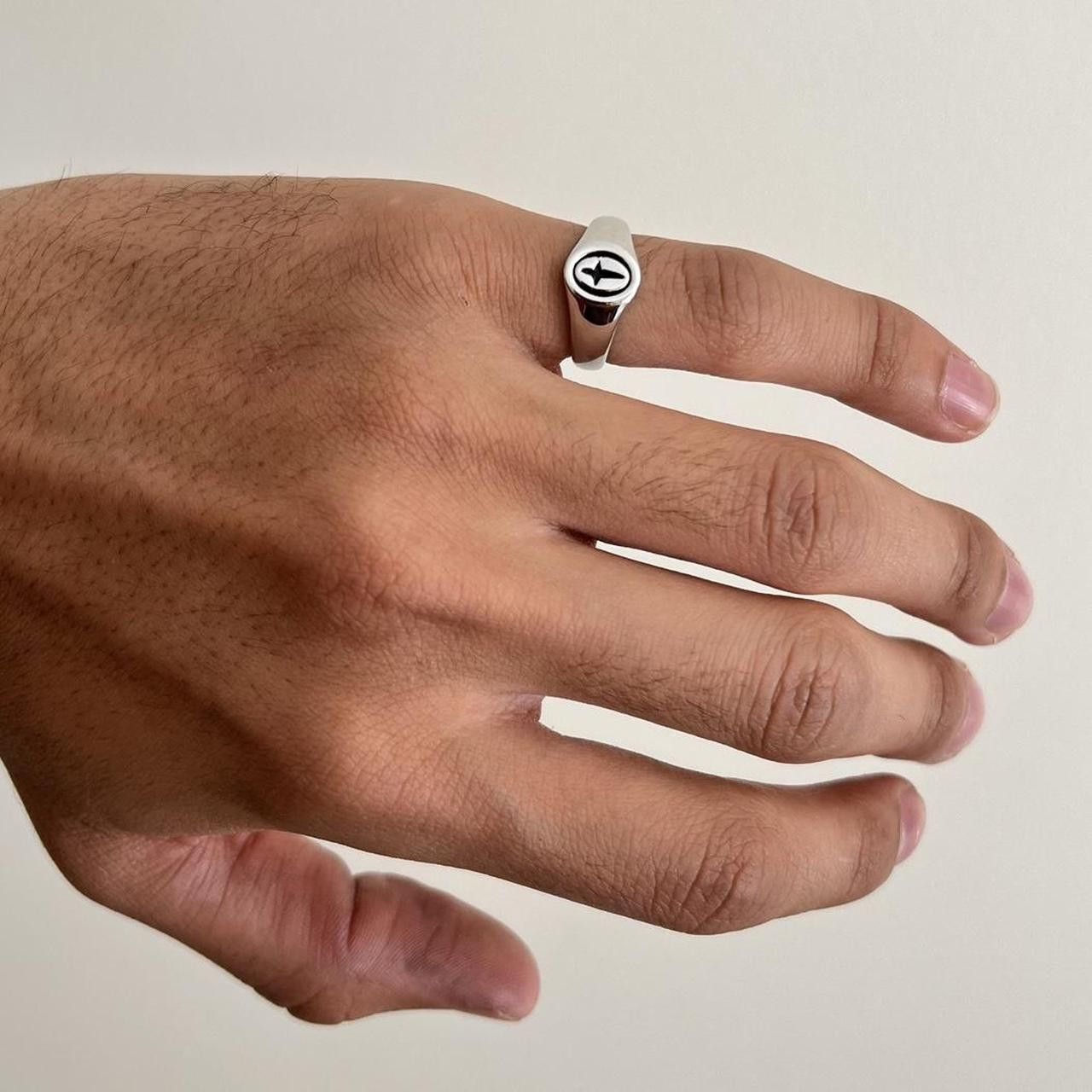 Jewelry silver cross signet stainless steel ring Size ONE SIZE - 2 Thumbnail