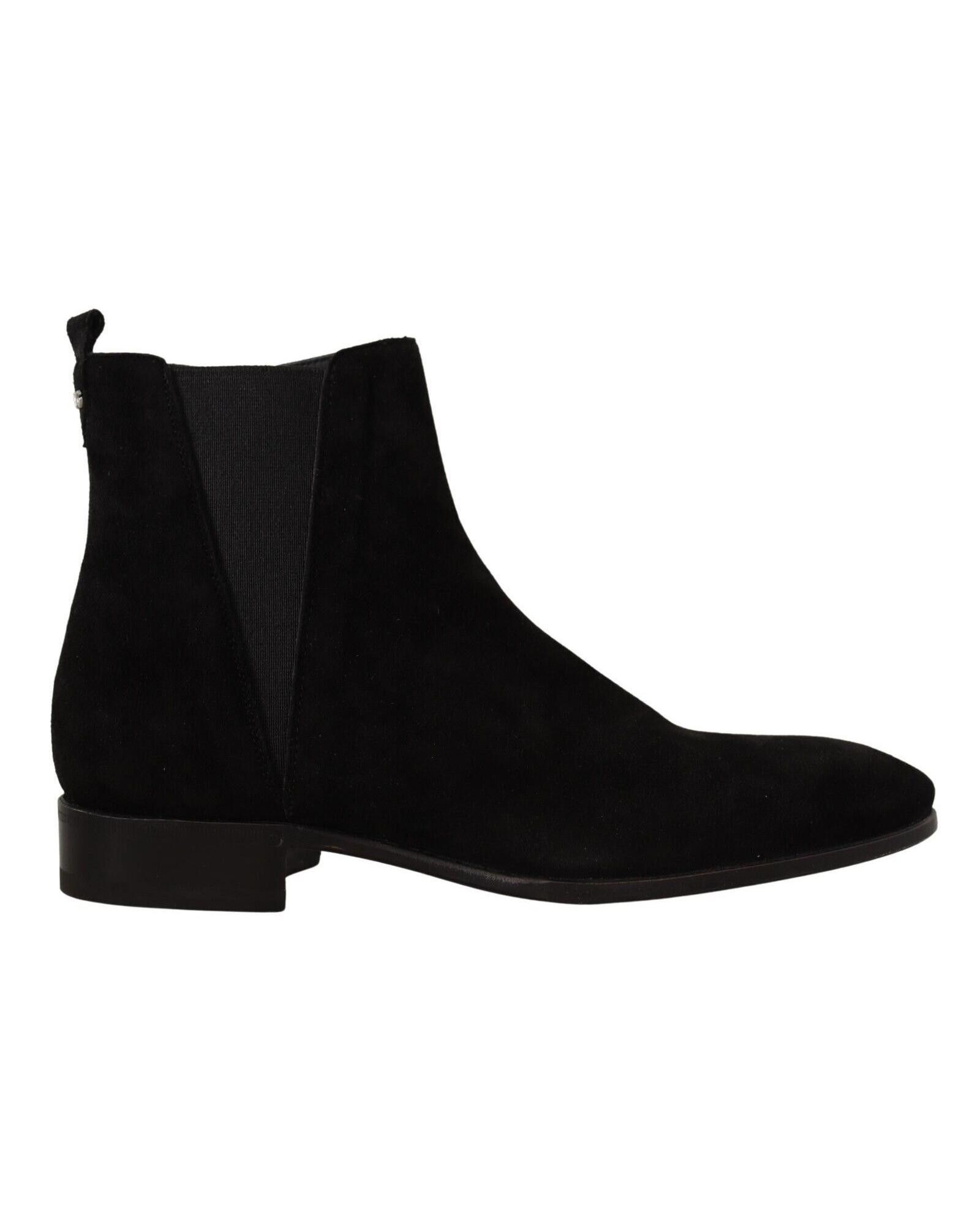 image of Dolce Gabbana Suede Leather Chelsea Boots With Side Zipper Closure in Black, Men's (Size 6)