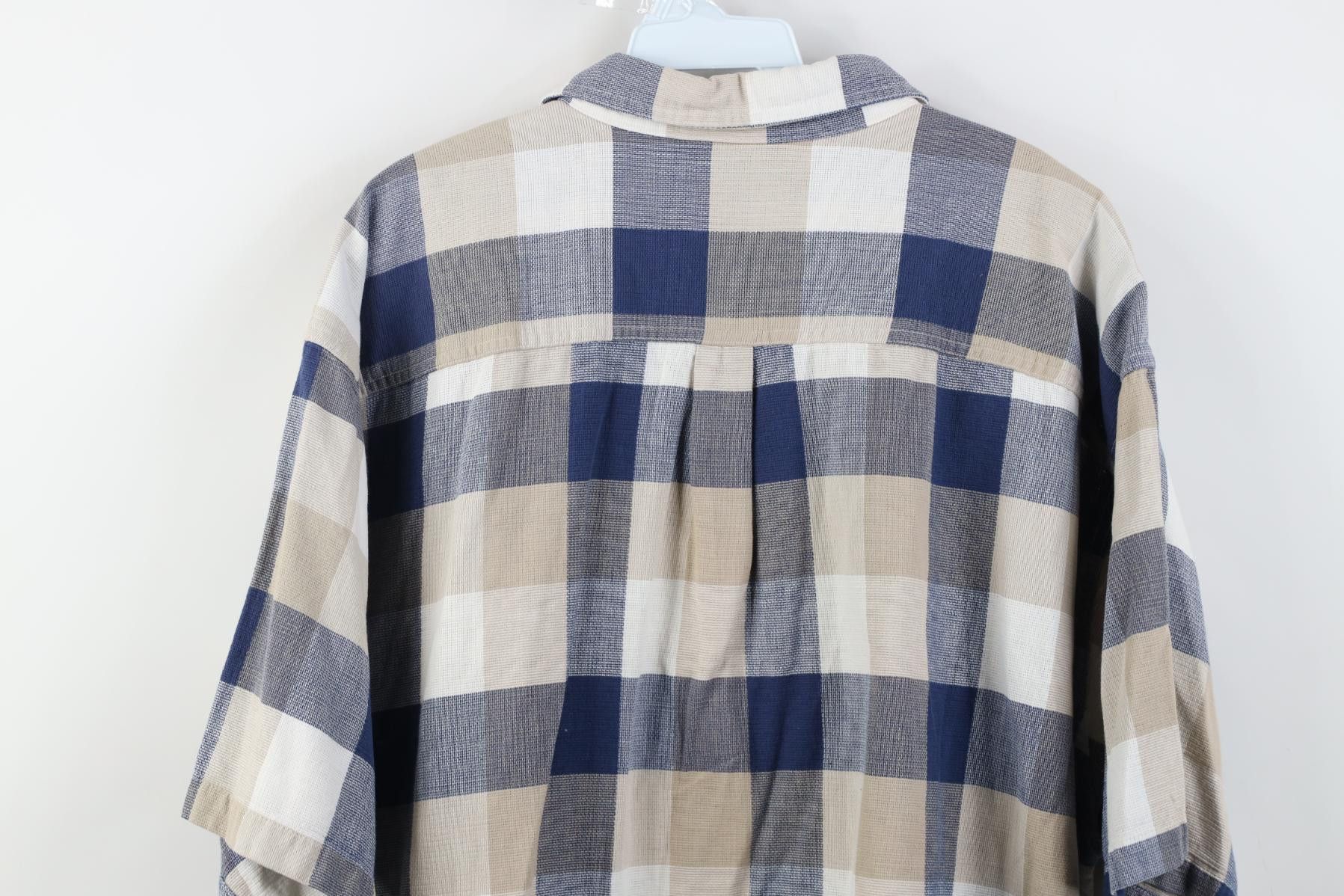 L.L. Bean Vintage 90s LL Bean Knit Short Sleeve Button Shirt Plaid Size US XXL / EU 58 / 5 - 10 Thumbnail