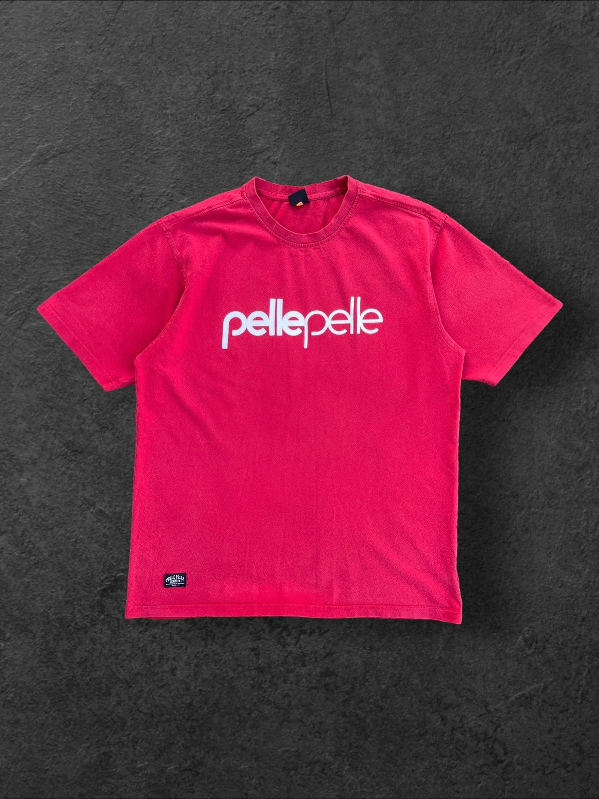image of Y2K Pelle Pelle Spell Out Hip Hop Rap T Shirt in Red, Men's (Size XL)