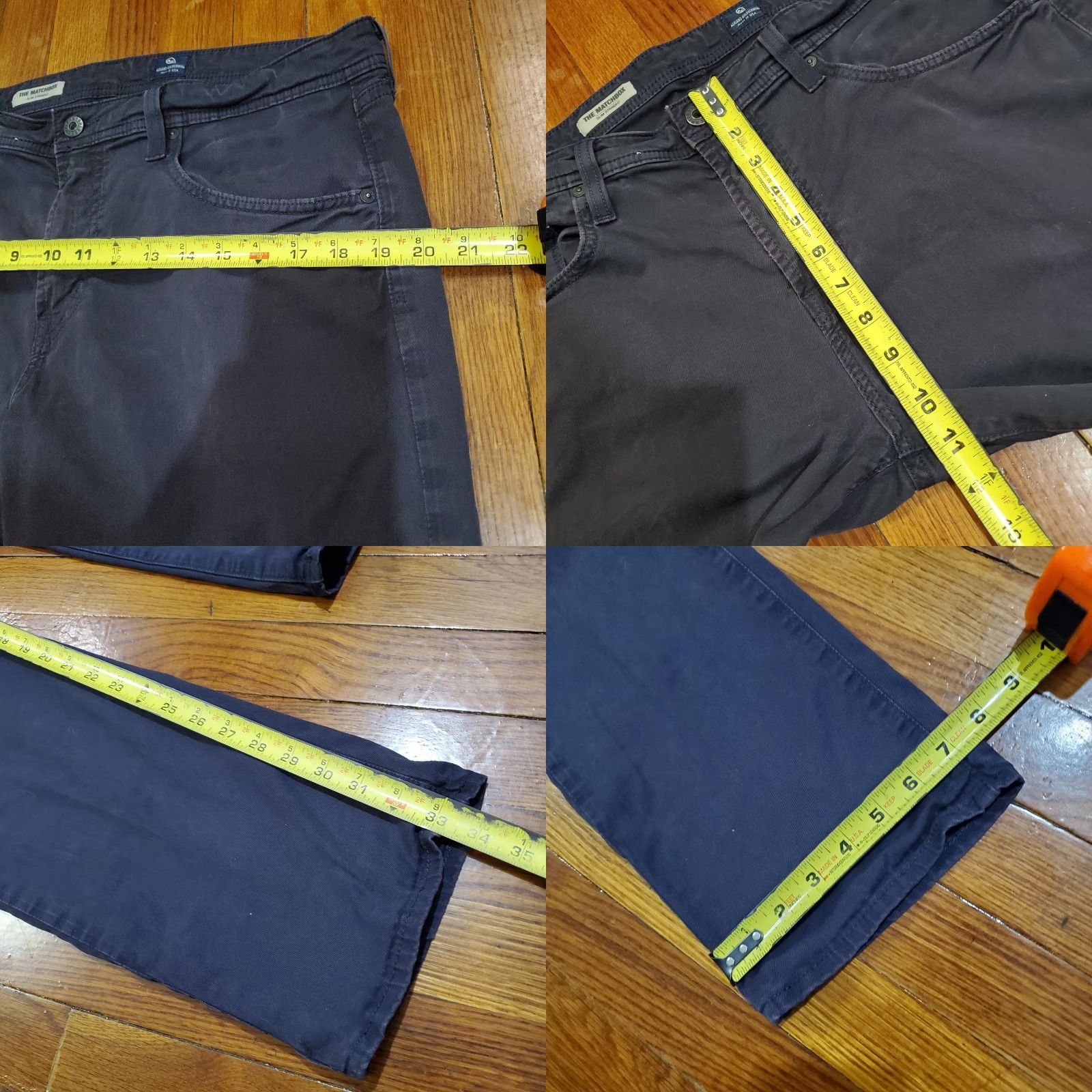 Vintage AG Adriano Goldschmied The Everett Pants Mens 36 Navy Slim Straight Chino Cotton PU 98% 2% Made USA Casual Zip Front Pockets Belt Loops 32 In Inseam Size US 36 / EU 52 - 9 Thumbnail