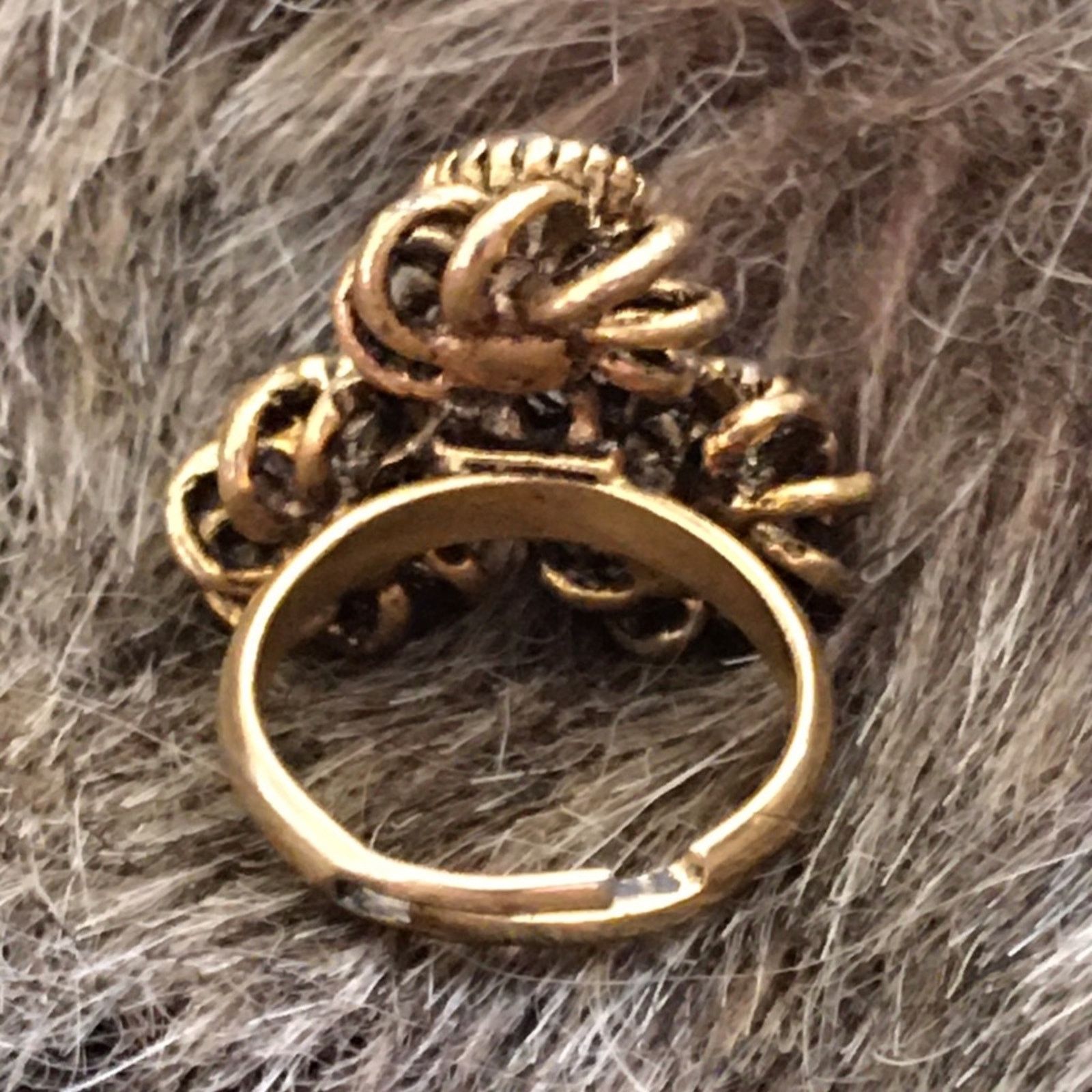 Vintage Vintage 60s gold tone faceted glass ring Size ONE SIZE - 2 Thumbnail