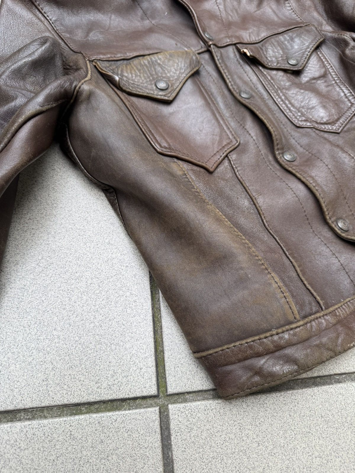 Levi's Vtg 1950s Levi’s ‘short horn’ Big E Leather Jacket Size US S / EU 44-46 / 1 - 5 Thumbnail