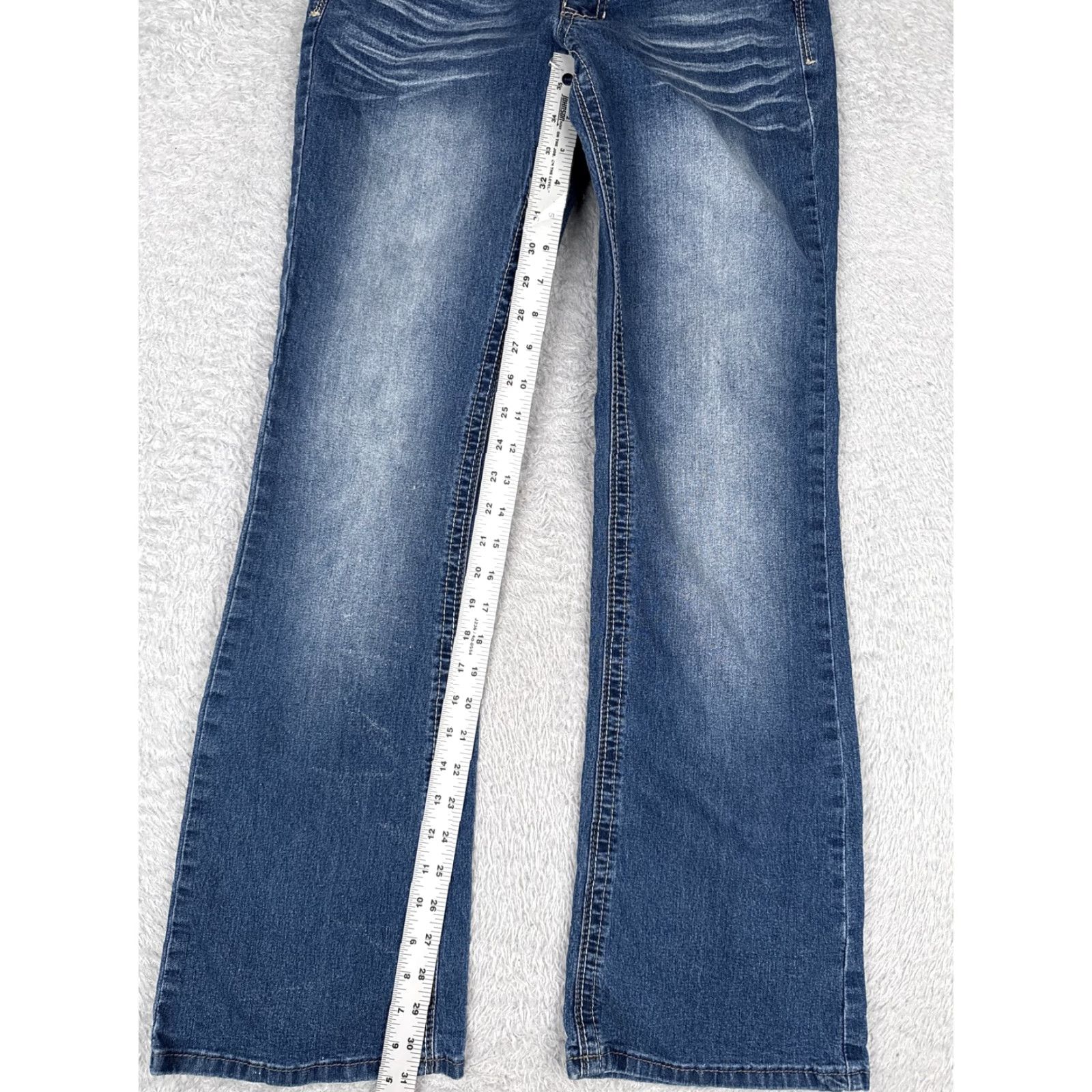Denime Be-girl BASIC Jeans Womens 29 Bootcut Denim Stretch Embroidered Pockets 5-Pocket Blue Size 29" - 7 Thumbnail