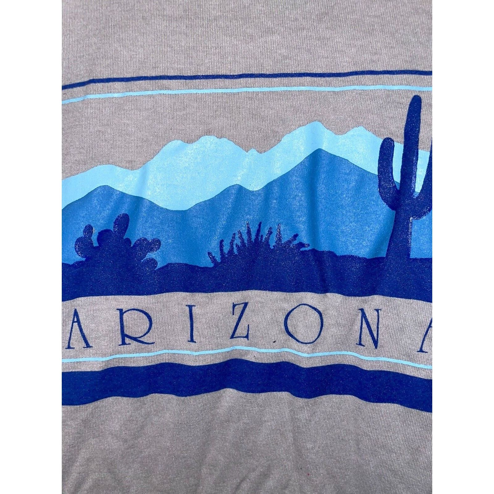 Jerzees 1980s Vintage Arizona Shirt Gray Blue Cactus Tee 80s 1987 M Size US M / EU 48-50 / 2 - 3 Thumbnail