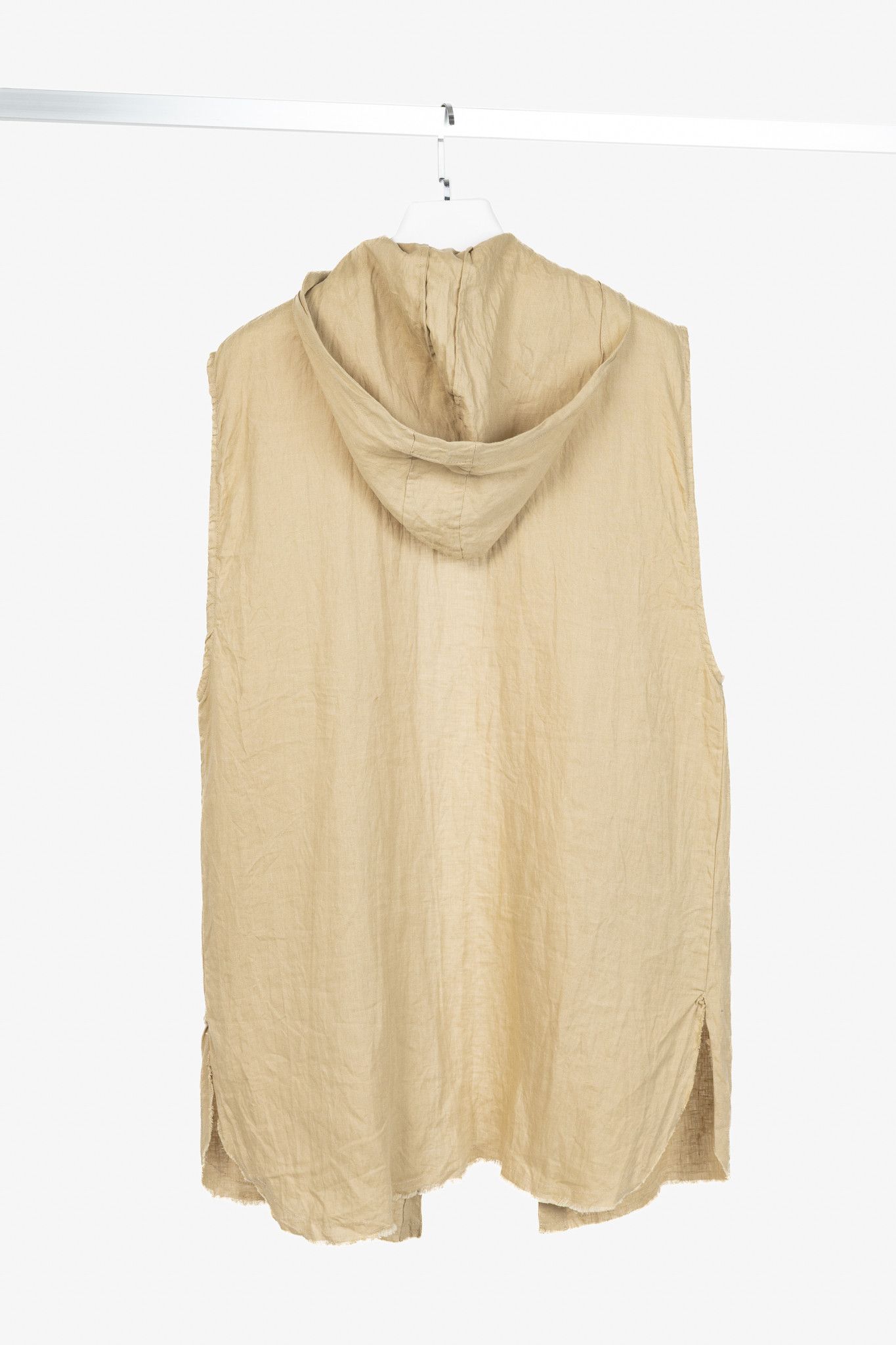 Other IN THE MIDDLE Ibiza Tan Linen Open-Front Hoodie Vest Size US M / EU 48-50 / 2 - 2 Thumbnail