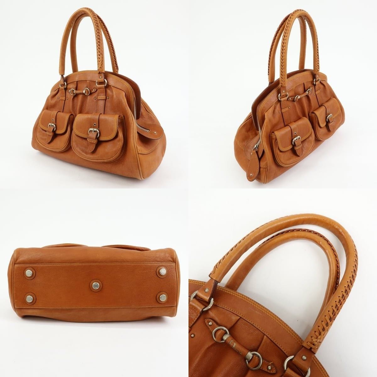 Christian Dior Monsieur Christian Dior Gaucho Doctor's Bag Calfskin Satchel Tan Size ONE SIZE - 3 Thumbnail