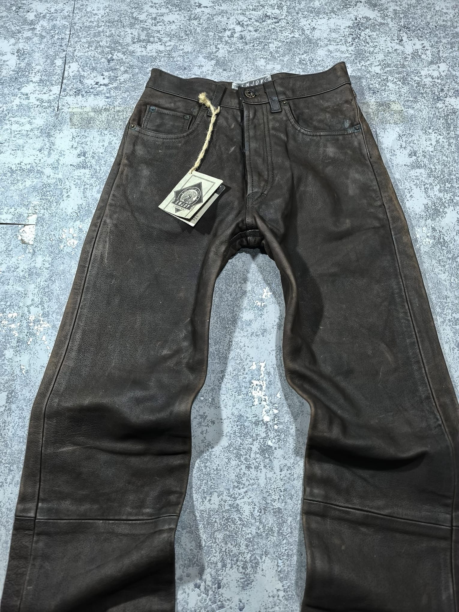 Vintage Vtg 90s Western Moto Dark Brown Suede Leather Pants Size 26" / US 2 / IT 38 - 2 Thumbnail