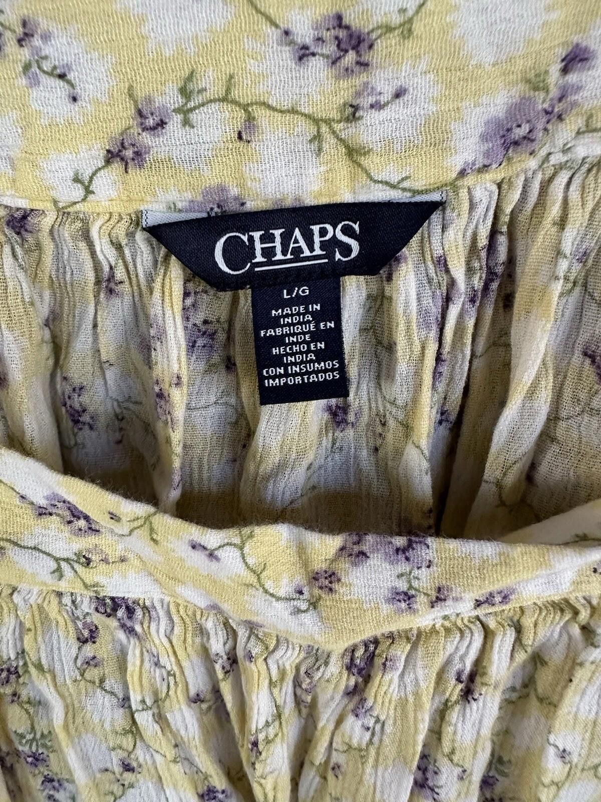 Chaps Women's Chaps Blouse Large Cottage Core Peasant Yellow Size M / US 6-8 / IT 42-44 - 3 Thumbnail