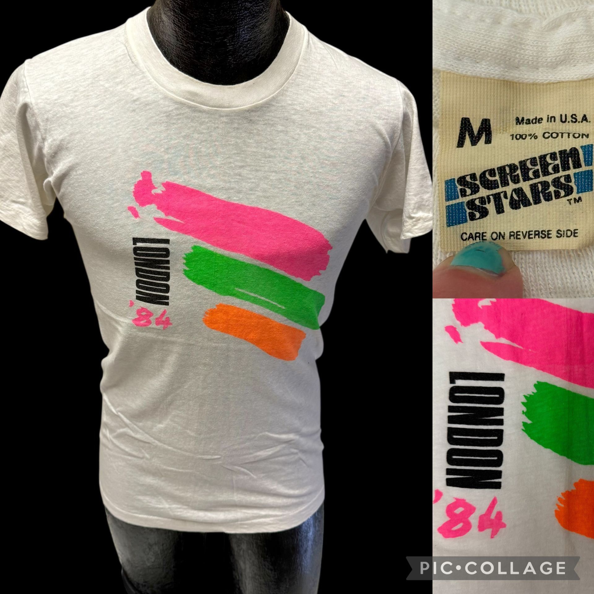 Other NOS 80's Screen Stars LONDON 1984 NEON Paint SPLAT T Shirt M Size US M / EU 48-50 / 2 - 1 Thumbnail