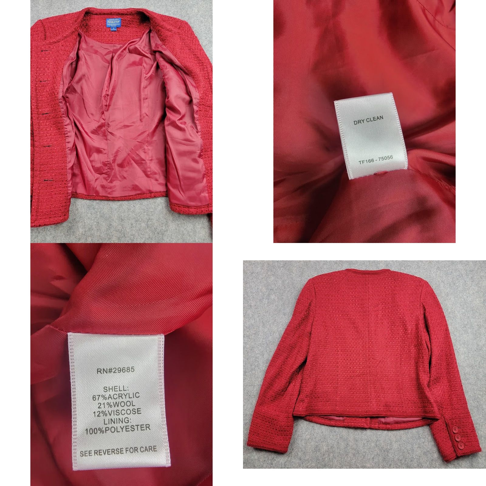 Pendleton Pendleton Blazer Womens 12 Red Tweed Lined Button Front Classic Jacket Blazer Business Casual Workwear Womens Regular Front Pockets Size XL / US 12-14 / IT 48-50 - 8 Thumbnail