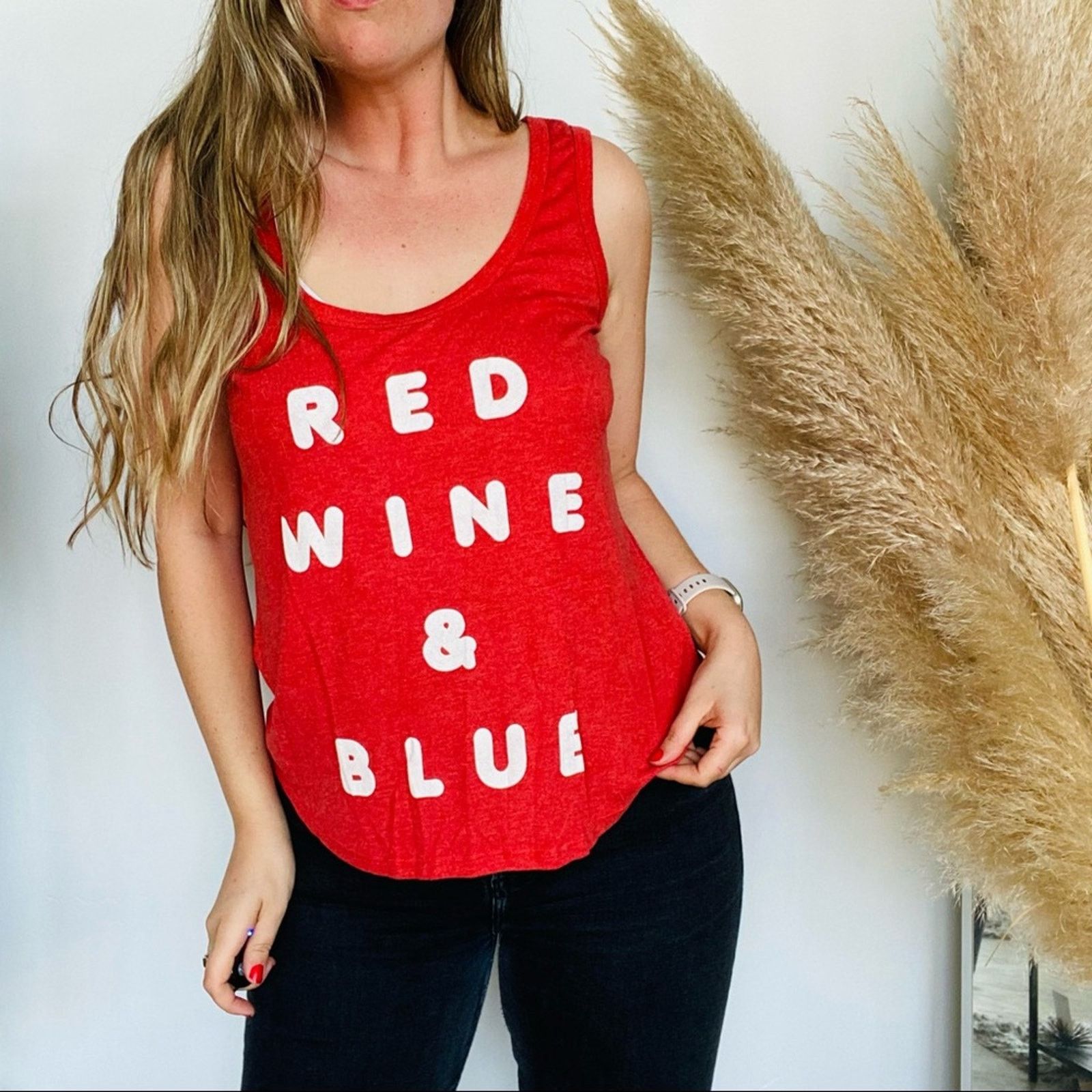 Wildfox WILDFOX REVOLVE Red Wine Blue Print Graphic Tank Top Shirt Size M / US 6-8 / IT 42-44 - 1 Thumbnail