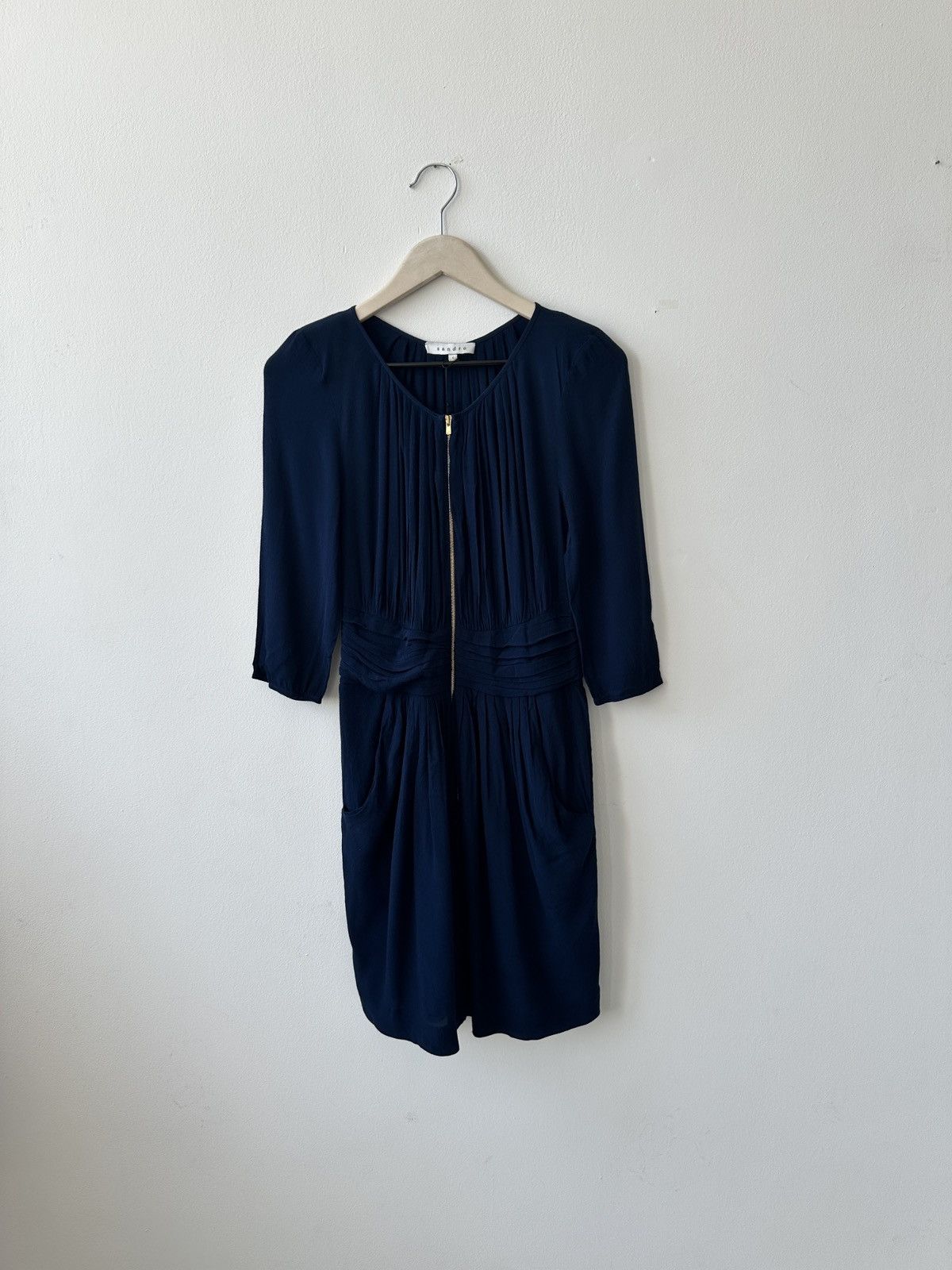 Sandro Sandro Paris blue zip midi dress viscose Size S / US 4 / IT 40 - 1 Thumbnail