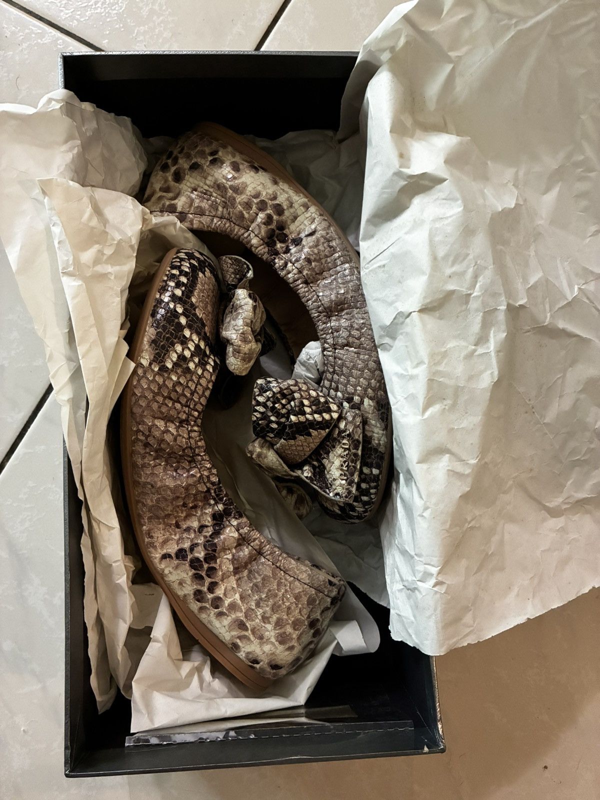 Prada Calzature Donna St. Pittone Roccia(Python Ballet Flats) sz37 Size US 7 / IT 37 - 9 Thumbnail