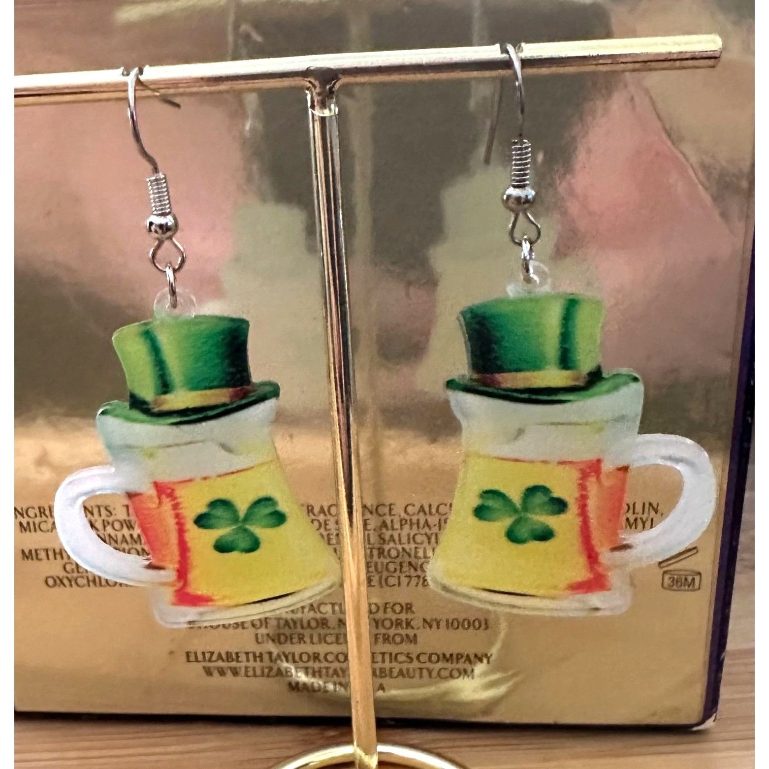 Handmade St Patricks Day Earrings Beer Shamrock Leprechaun Hat Dangle Size ONE SIZE - 1 Thumbnail
