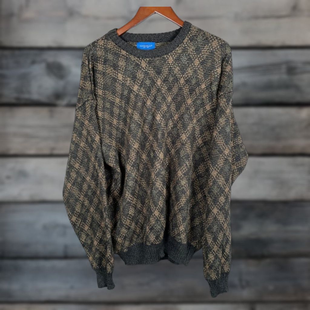 Vintage VINTAGE TownCraft Men's Sweater Adult XL Tall Knit Pullover 90s Diamond Pattern Retro Casual Size US XL / EU 56 / 4 - 1 Thumbnail