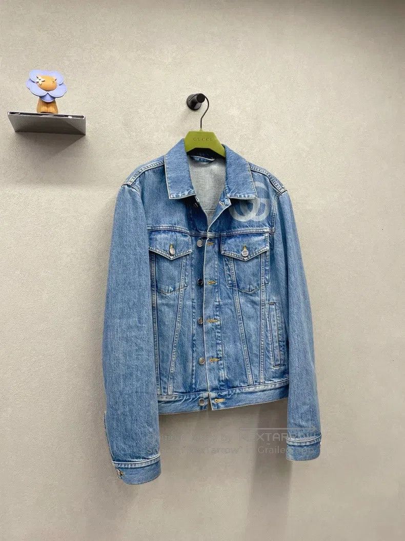Gucci Gucci Double G printed logo denim jacket Size US S / EU 44-46 / 1 - 2 Thumbnail