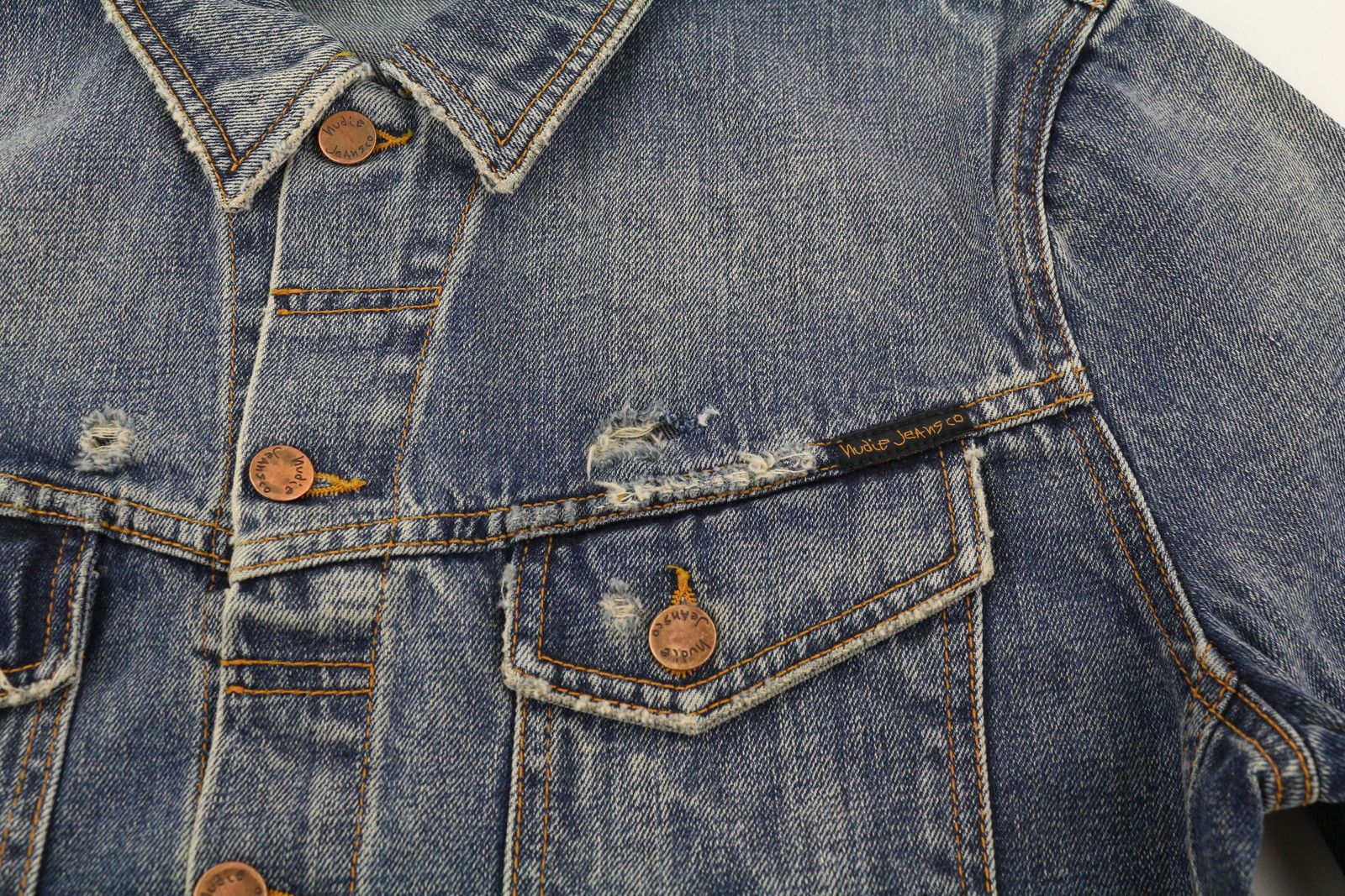 BILLY L Shimmering Indigo Button Washed Distress 85899